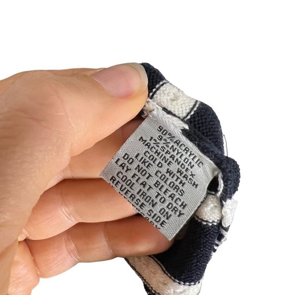 Eliza J Navy Blue White Stripe Short Sleeve Knit Below Knee Dress Small - Picture 7 of 10